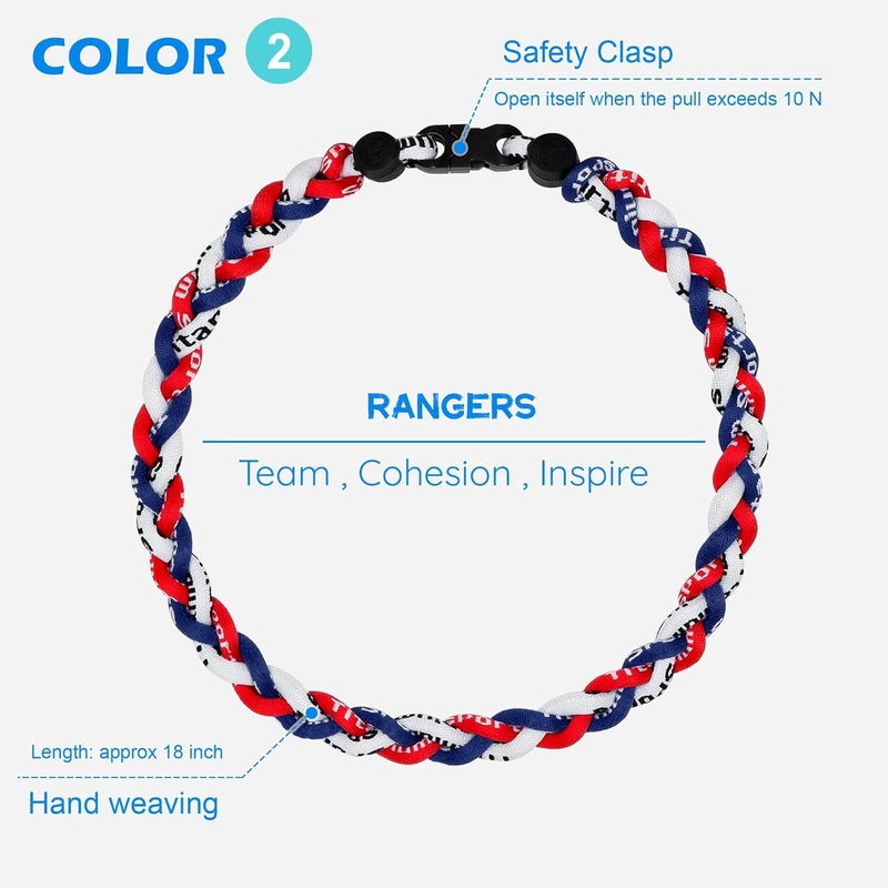 SUPBOMM 3 pcs Baseball Rope Necklaces, League Team Colors Braided Necklace, Baseball Team Gifts - Image 3